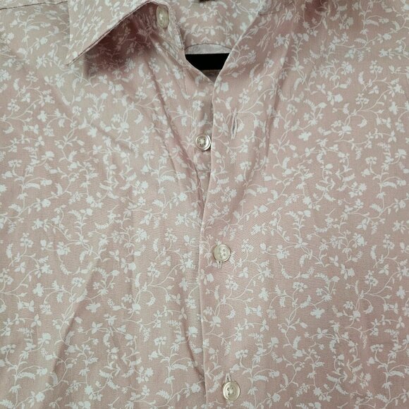 Apt.9 slim, fit light rose  flowered shirt, size 17-17.5/   34/35 NWOT - Picture 2 of 8
